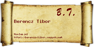 Berencz Tibor névjegykártya